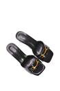 Black XY LONDON Black 'Toni' Square Toe Mule Heeled Sandals With Decorative Buckle, Image 6 of 6