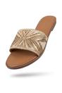 Gold Octavia Geometric Woven Strap Sliders, Image 1 of 4