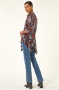 Red Floral Puff Print Hanky Hem Top, Image 3 of 5
