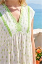 Lime Paisley Lace Trim Midi Dress, Image 4 of 4