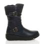 Navy Blue Low Wedge Heel Comfort Calf Biker Boots, Image 2 of 6