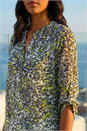 Lime Animal Print Burnout V-Neck Stretch Shirt , Image 4 of 4