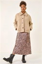 Natural  Collared Borg Fleece Jacket, Image 2 of 5
