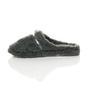 Grey AJVANI Grey Fleece Mules Slippers, Image 2 of 5