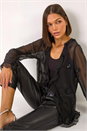 Black Embellished Tie Front Top, Image 2 of 5