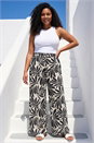 Black Curve Leaf Print Metallic Wide Leg Trouser, Image 2 of 4