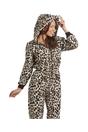 Brown Camille Lingerie Brown Supersoft Snow Leopard Print Hooded Onesie, Image 5 of 5