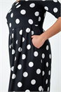 Black Curve Polka Dot Stretch Shift Pocket Dress, Image 5 of 5