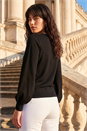 Black Square Neck Pearl Trim Knit Jumper, Image 2 of 4