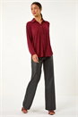 Red Glitter Button Up Stretch Blouse , Image 2 of 5
