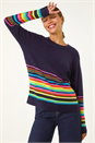 Multi  Border Stripe Scarf Knit Jumper, Image 4 of 5