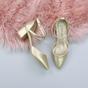 Gold AJVANI Gold Mid Block Heel Crossed Strap Pointed Toe 2 Part Heels, Image 4 of 6