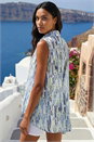 Blue Abstract Print Button Shirt, Image 3 of 4