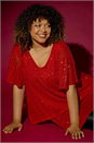 Red Curve Sequin Overlay Flute Sleeve Top, Image 6 of 7