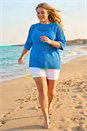Royal Blue Curve Metallic Diamond Knit Top, Image 1 of 4