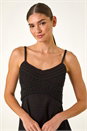 Black Lace Panel Strappy Midi Dress, Image 4 of 5