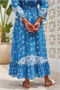 Blue Paisley Print Frill Hem Maxi Dress, Image 4 of 4