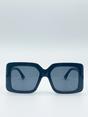 Black Oversized Plastic Frame Square Sunglasses, Image 1 of 1