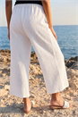 White Petite Textured Cropped Stretch Trouser, Image 2 of 4