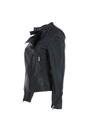 Black Veg Tanned Biker Jacket With Double Button Mandarin Collar, Image 3 of 4