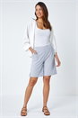 Blue Striped Turn Up Elastic Waist Shorts, Image 4 of 5