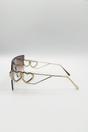 Brown Flatop Rimless Heart Detail Sunglasses In Brown, Image 4 of 4