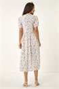 Ivory  Dusk Ditsy Floral Buttoned Midi Dress, Image 3 of 5