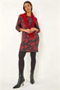 Red Floral Print Pocket Shift Stretch Dress, Image 1 of 5