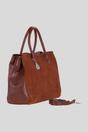 Tan Real Leather and Suede Large Handbag with Detachable Strap, Image 4 of 4