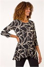 Tan Stretch Floral Print Swing Top, Image 1 of 5