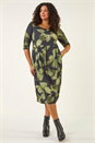 Green Curve Floral Print Pocket Stretch Dress, Image 2 of 5
