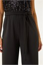 Black Contrast Sequin Bodice Jumpsuit, Image 5 of 5