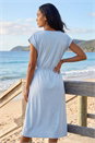 Light Blue  T-Shirt Pocket Detail Midi Dress , Image 2 of 4