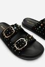 Black Ceylon Diamante Stud Double Buckle Slide On Sandal, Image 5 of 6