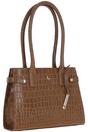 Tan Two Section Croc Print Real Leather Tote Bag, Image 2 of 3