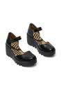 Black Womens Durable Wedge Sandals-BISO305FLY, Image 2 of 5