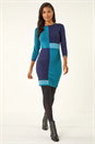 Blue Colour Block Knitted Dress, Image 2 of 5