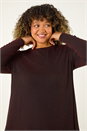 Red Curve Glitter Chiffon Hem Tunic Top, Image 4 of 5