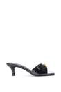 Black XY LONDON Black 'Toni' Square Toe Mule Heeled Sandals With Decorative Buckle, Image 1 of 6