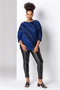 Royal Blue Curve Batwing Sparkle Snake Print Top, Image 3 of 4
