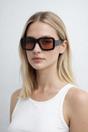 Black Oversized Square Frame Sunglasses In Black with Orange Lenses, Image 1 of 6