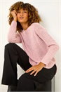 Light Pink Nep Fabric Curved Hem Jumper, Image 1 of 5