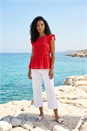 Red Broderie Anglaise Frill Sleeve Top, Image 2 of 4