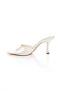 Off White AJVANI Off White High Heel Pointed Peep Toe Sandals Mules, Image 3 of 4