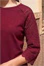 Wine Petite Contrast Sleeve Top, Image 4 of 4