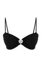 Black Ruched Bandeau Bikini Top with Ring Detail, Image 3 of 5