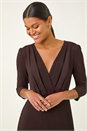 Chocolate Textured Wrap Midi Dress, Image 4 of 5