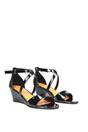 Black 'Kylie' Strappy Sandal Wedge Heels With Ankle Strap, Image 3 of 6
