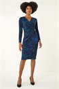 Blue Animal Print Chain Detail Dress, Image 2 of 5
