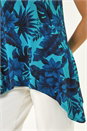 Turquoise Floral Keyhole Hanky Hem Top, Image 5 of 5